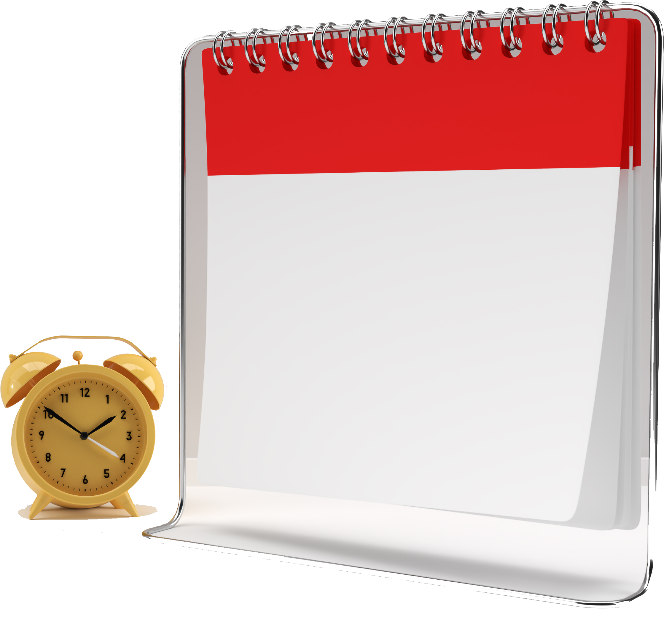 3d-render-alarm-clock-with-notebook-mock-up-with-clean-blank-design-advertising-3d-illustration-perspective-view